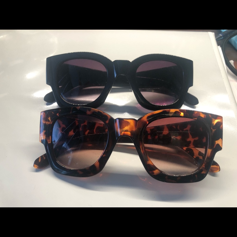 Charlotte Russe square frame sunglasses one pair in black one pair in brown